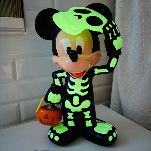 Disney Parks Halloween Mickey Mouse Skeleton Glow-Up Light Up Popcorn Bucket - Picture 6 of 6